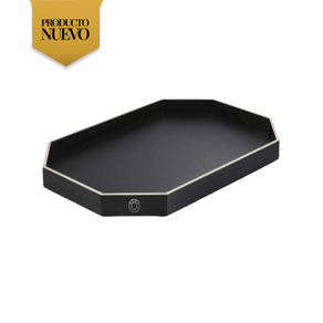 Bandeja Octogone Negra Lacada Mediana Baccarat